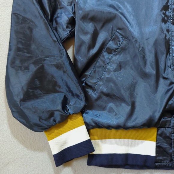 Gem Sportswear Jacket Mens Large Blue Vintage Satin Made in USA 80s Bomber Style - Picture 5 of 9
